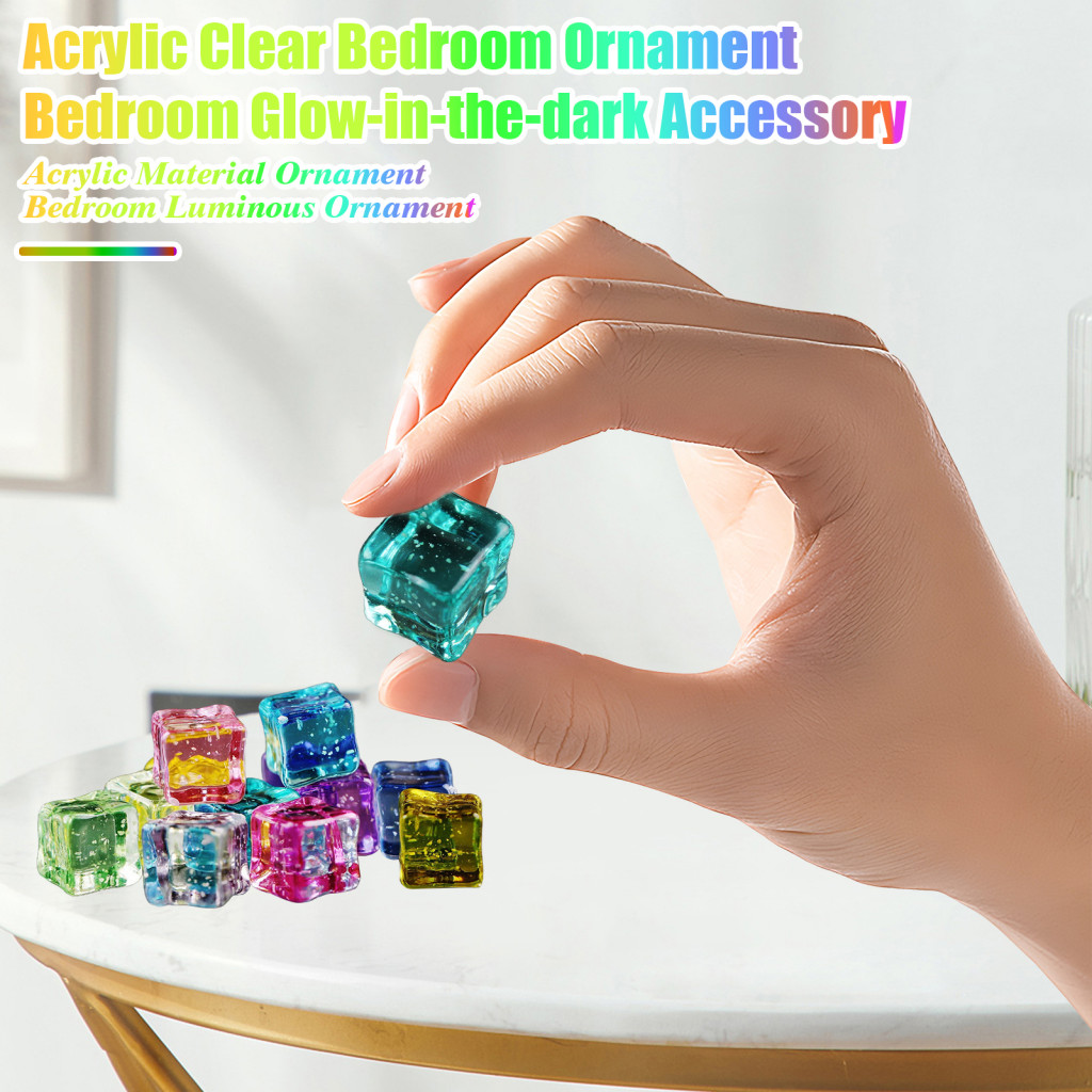 Bedroom Glow-in-the-dark Accessory Square Pendant 100pcs Ice Cube Ornaments for Decor Glowing Pendants for Christmas Halloween Birthday