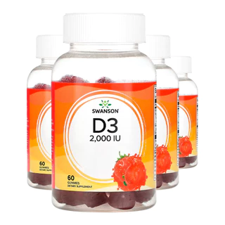 Kit 4x Vitamina D3 50mcg Swanson 60 Gomas Morango Importado /Made in Usa