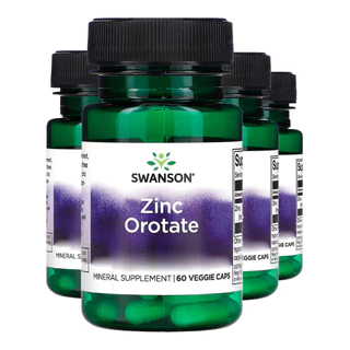 Kit 4x Orotato de Zinco 10mg Swanson 60 Cápsulas Importado /Made in Usa