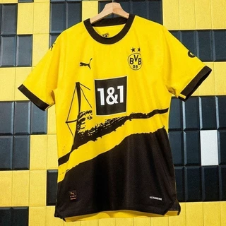 A PRONTA ENTREGA NOVA CAMISA DO BORUSSIA DORTMUND 2023 / 2024 - CAMISETA TITULAR AMARELO E PRETO DESENHO DA PONTE MASCULINA