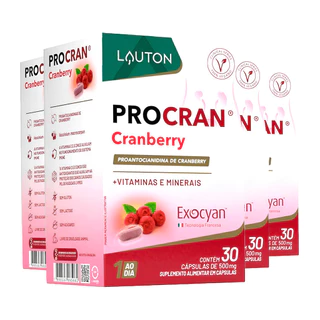 Kit 4x Cranberry Lauton com Vitamina C/E Zinco e Selênio 30Cáps