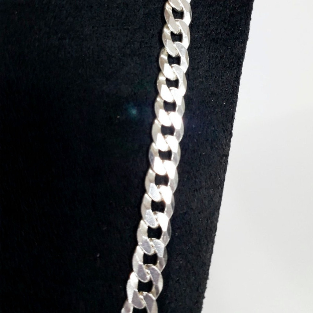 Corrente Masculina Prata Grumet 6mm 70cm mista gravação 925