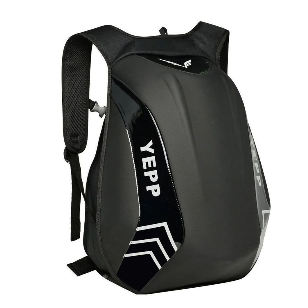 Mochila Impermeável Porta Capacete para Motoqueiro Refletiva Preta Yepp