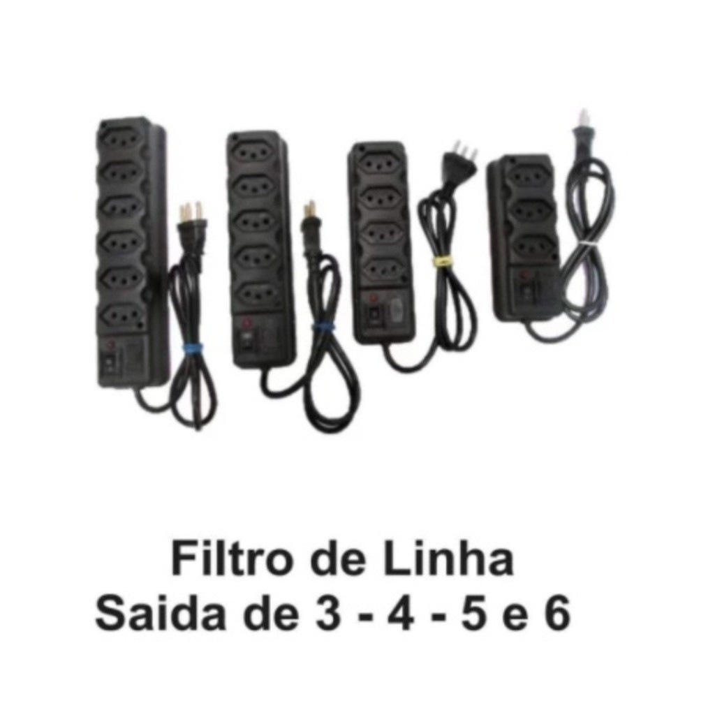 Filtro de Linha de Tomadas Régua Elétrica Ótima Qualidade Proteção P ...