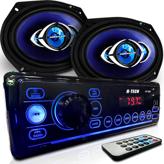 Kit Rádio Mp3 Som Automotivo + Par Alto Falante Quadriaxial 6x9 Polegadas 180w