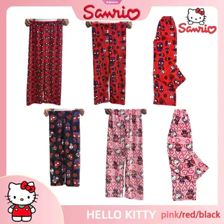 2024 Novo Y2K Hello Kitty Homem-Aranha Pijamas Calças Sanrio Anime Dos Desenhos Animados Homens E Mulheres Flanela Solta Quente Casa