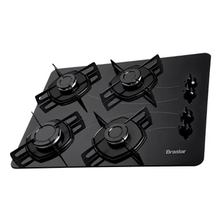 Cooktop 4 Bocas a Gás Braslar Pop Mesa de Vidro Preto Bivolt
