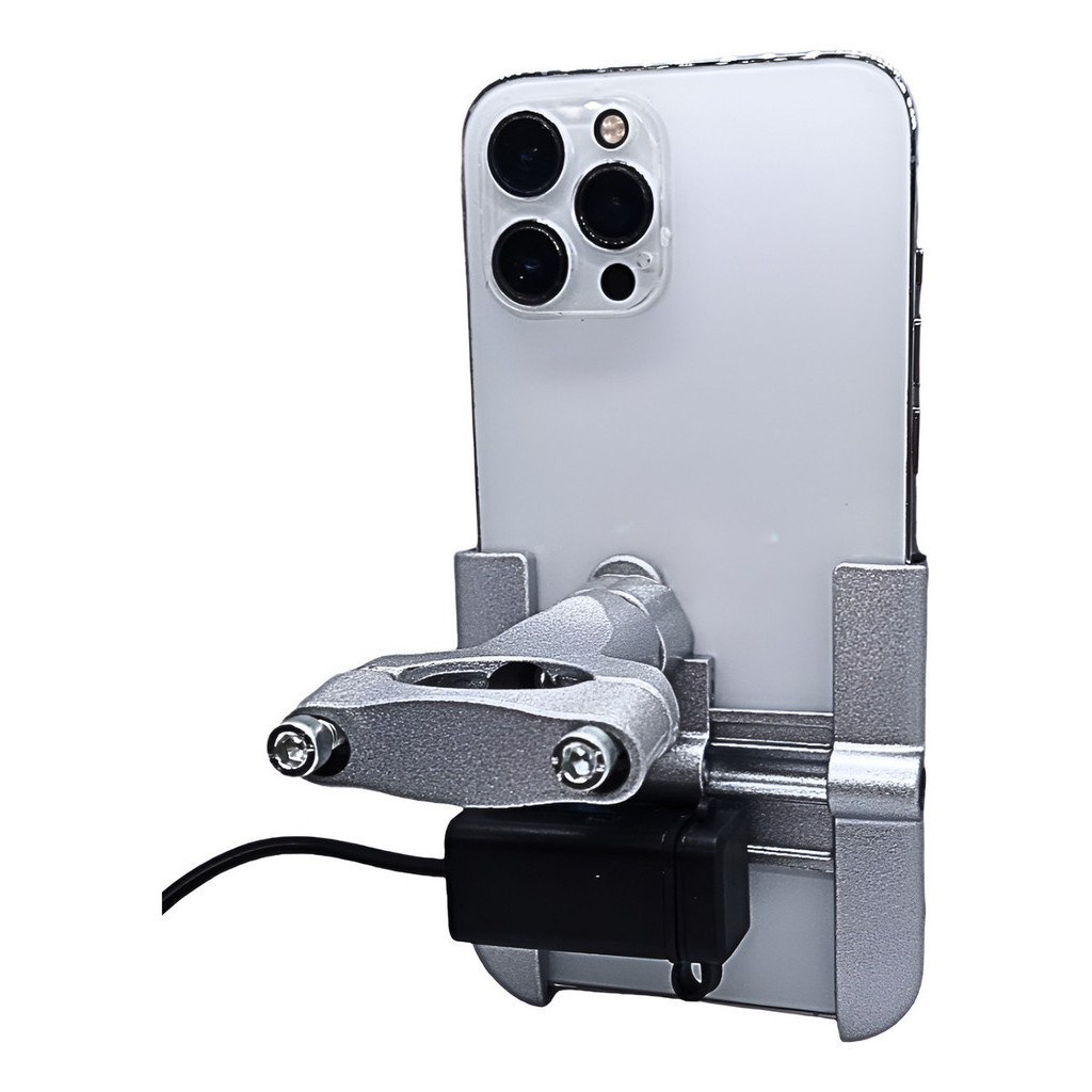 Suporte de metal Ferro Para Celular Moto Guidão Bike com Carregador entrada Usb