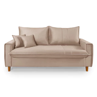 Sofá Living com Bau Multiuso 3 Lugares Suede Pés em Madeira em Oferta na Shopee