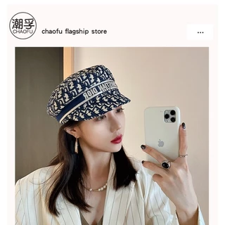 Dior2015 Boina Feminina Outono Inverno Retro Flat Top All-Match Chapeu Octogonal . 46