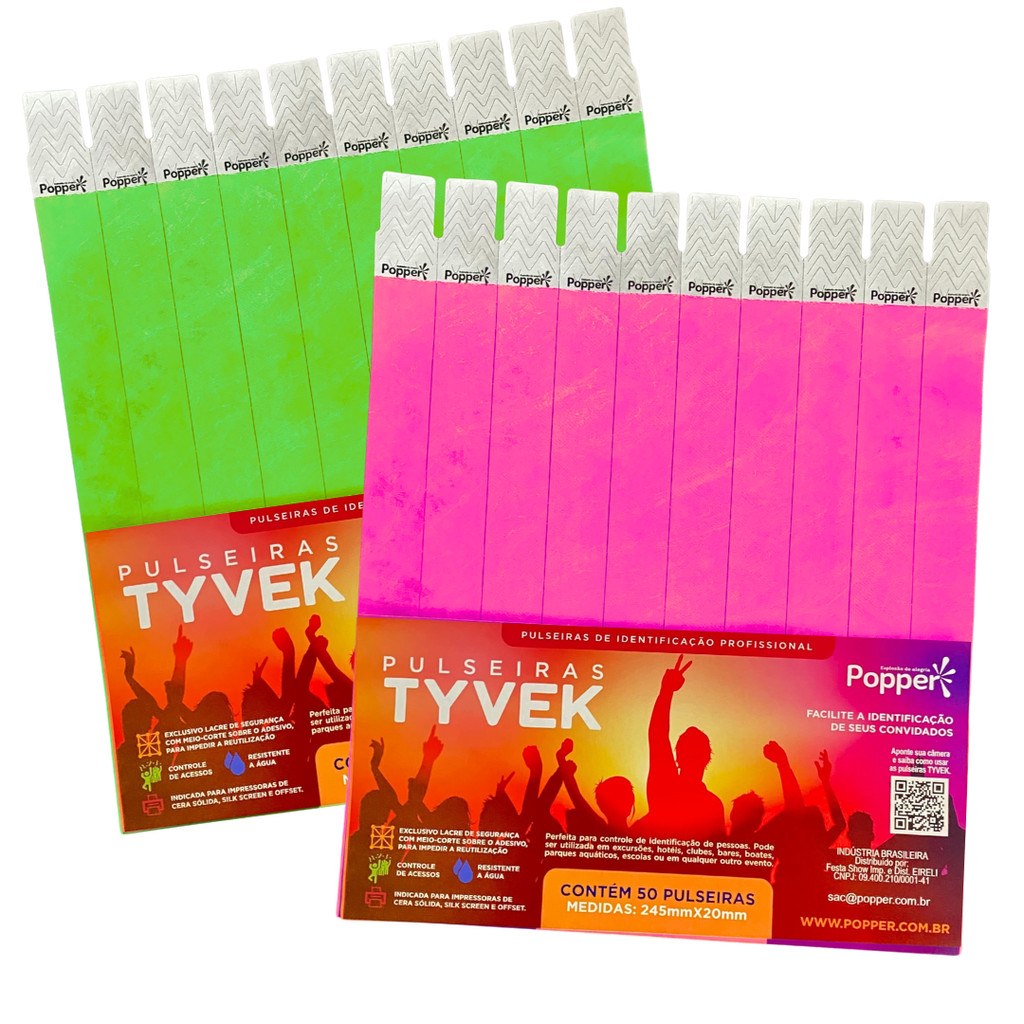 Kit Pulseiras 50 Pink + 50 Verde Identificação Balada Popper | Shopee ...