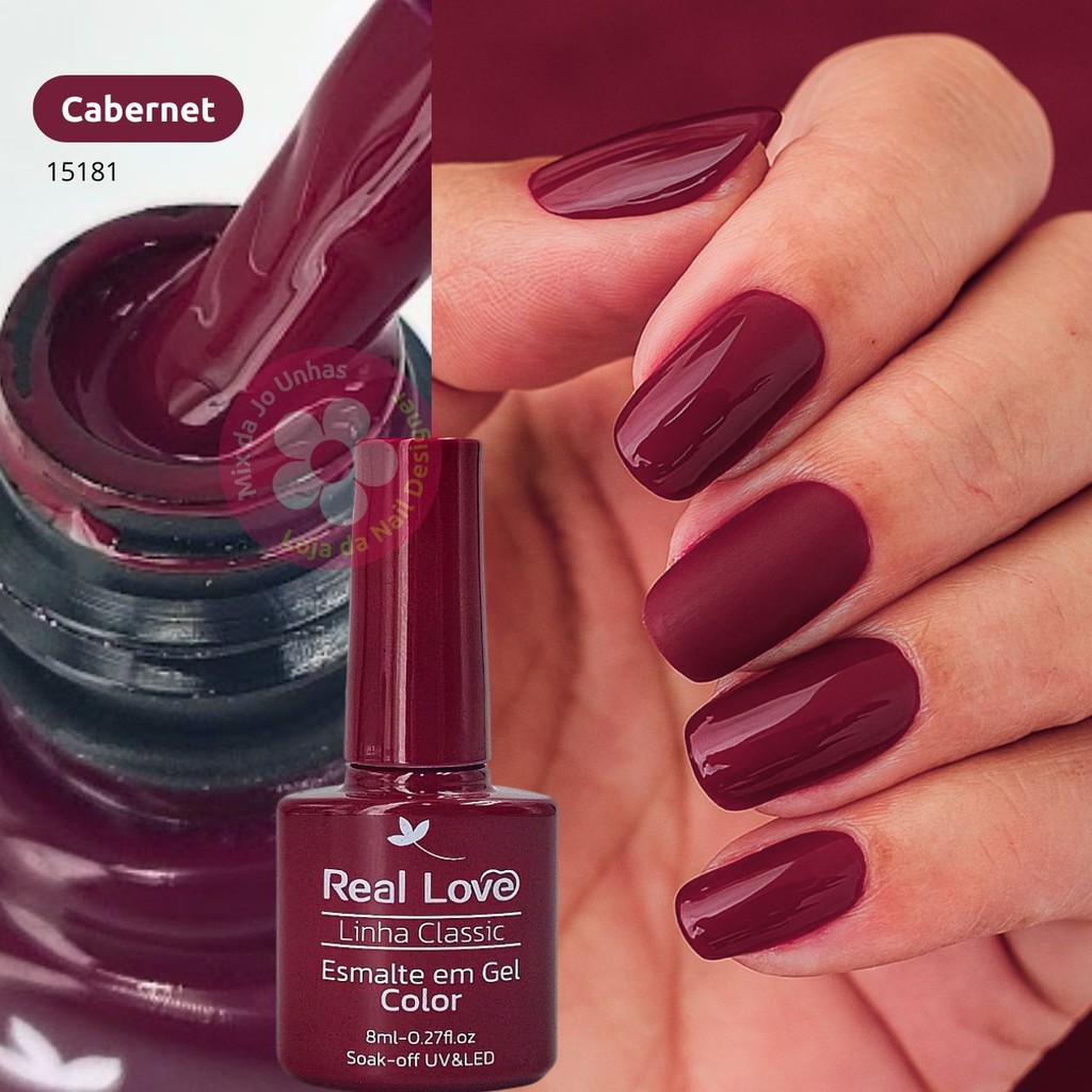 Esmalte em gel Vermelho Carbernet Real Love Linha Classic 8ml 058 ...