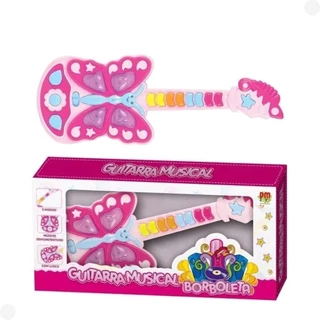 Guitarra Musical Infantil Borboleta Luzes Dmt5380 - Dm Toys