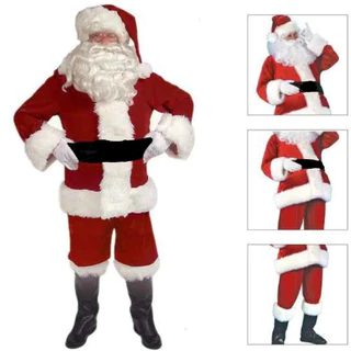 Fantasia Papai Noel Tamanho Único Com Blusão, Gorro e Barba