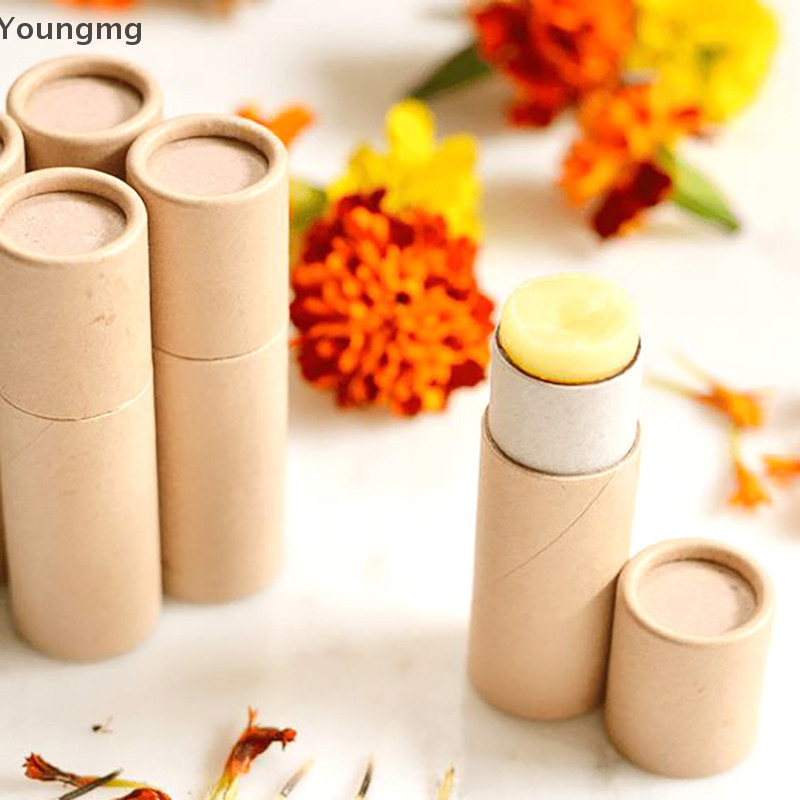 Youngmg 5Pcs/lot Kraft Paper Push Up Tubes Papelão Biodegradável Embalagem Cilíndrica Cosmética Lip Balm Desodorante Container ngmg