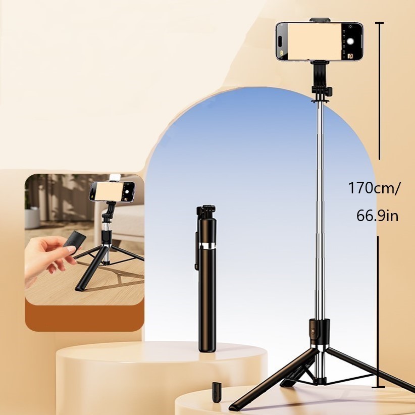 Telefone celular Selfie Stick 2m Profissional Anti-vibração 360 graus Stand Stand Outdoor Live Shooting Handy Tool Tripé Portátil