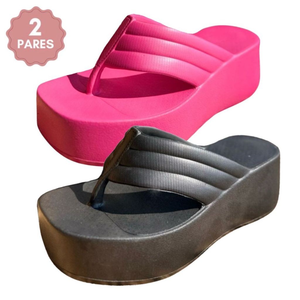 Kit 2 Pares Tamanco Delta Nuvem Feminino Plataforma Blogueiras