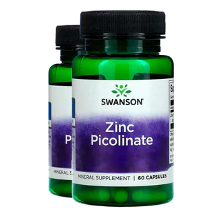 Kit 2x Picolinato de Zinco 22mg Swanson 60 Caps Importado/Made in Usa
