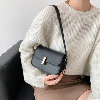 Retro sela bolsa de ombro moda cor sólida bloqueio saco Crossbody feminino