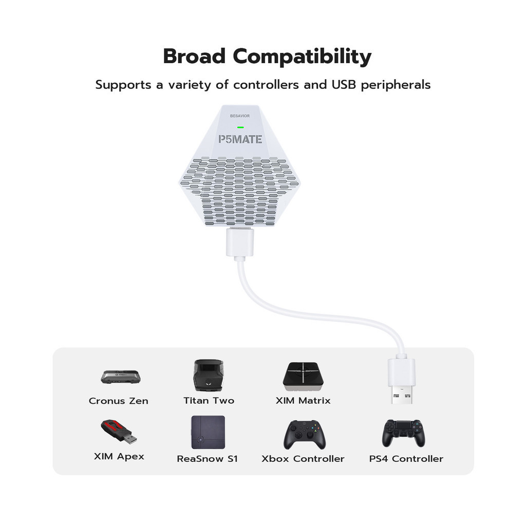Besavior P5 Mate Converter Adapter Emulator Para Console PS5 - Compatível com XIM Matrix, APEX, REASNOW S1, Titan e Vários Periféricos para Jogar Besavior P5 Mate Converter Adapter Emulator Para Console PS5 - Compatível com XIM Matrix, APEX, REASNOW S1, Titan e Vários Periféricos para Jogar