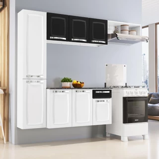 Cozinha de Aço Completa Itatiaia Armário Balcão Branco Preto