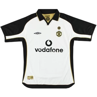 Manchester United Centenary Retro Colarinho Jersey Away 2001-02 Vodafone Mu Futebol Baju Camisa Polo Lelaki