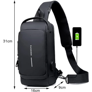 Bolsa Masculina Pochete Transversal Cadeado Ombro Impermeável Antifurto Bolsa de Peito 008