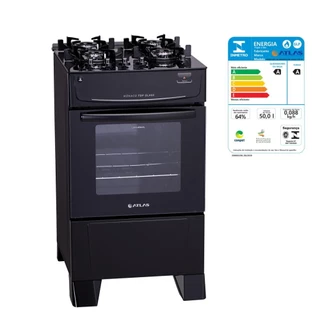 Fogão 4 Bocas com Forno Atlas Mesa Vidro Preto