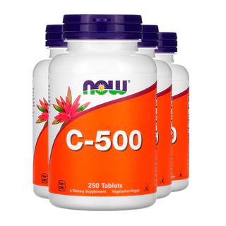 Kit 4x Vitamina C 500mg e Rosa Mosqueta Now Foods 250Tabls /Made in Usa
