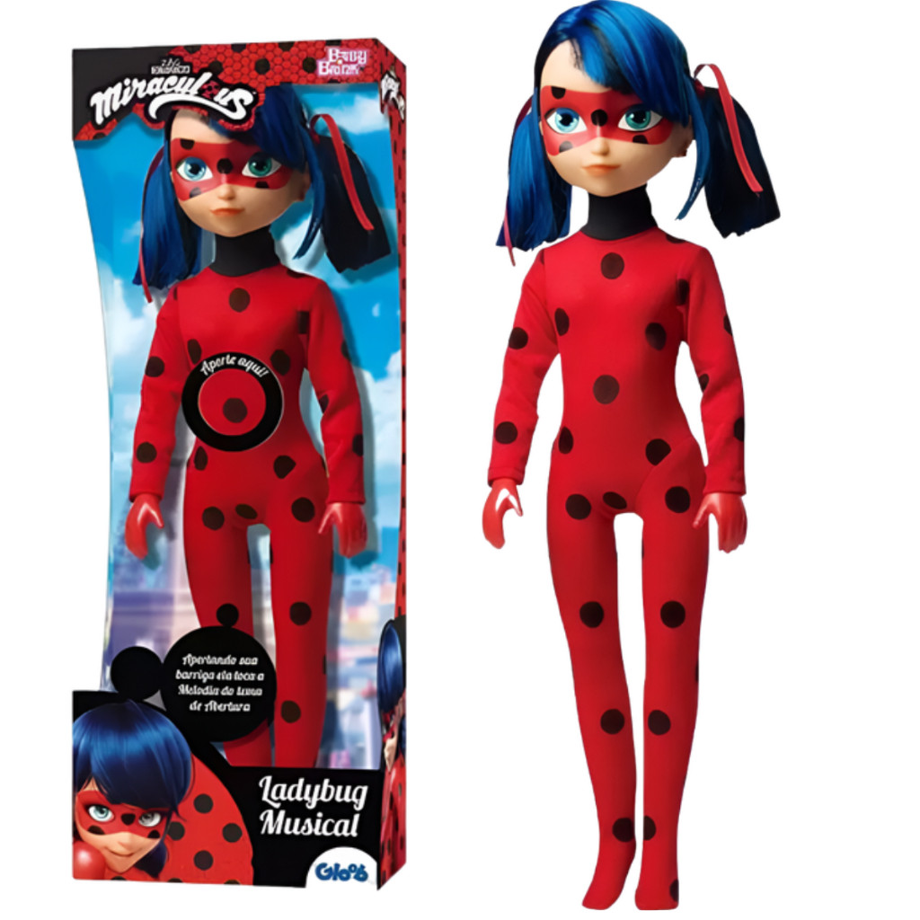 Boneca LADYBUG Musical Original Articulada Em Vinil 45cm Miraculous ...