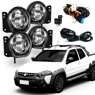 Kit Farol Auxiliar Milha Strada Adventure 2004 2005 2006 2007 S/Moldura Botao Colante