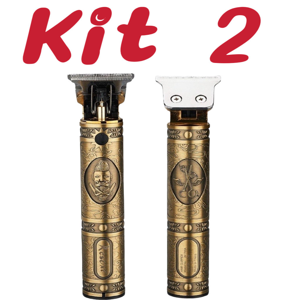 Kit 2 Tesoura elétrica profissional para cabelo e barba masculina