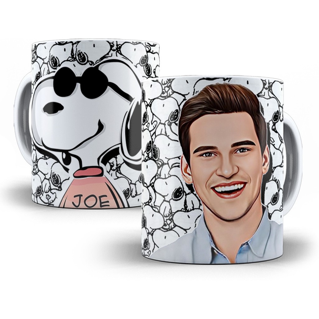 Oferta Imperdível Caneca Snoopy Com Sua Caricatura Porcelana Personalizada Porcelana 325 Ml