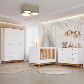 Quarto Bebê Completo Berço Americano Cômoda Guarda Roupas