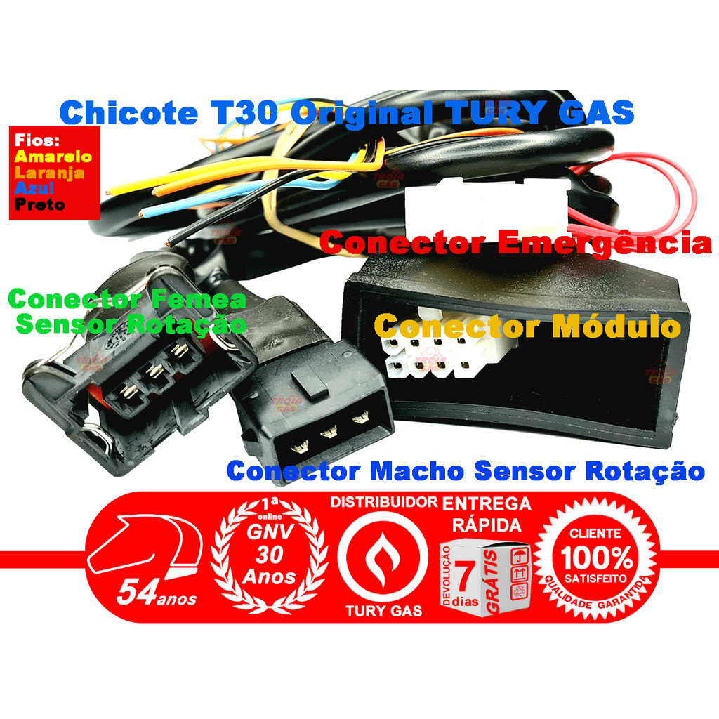 Chicote Variador TURY T30 e outro Sensor Rotação Escolha o