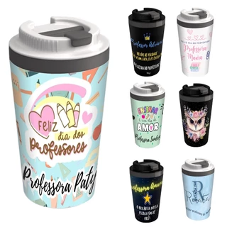 Copo Térmico 400ml comTampa dia dos professores personalizado com nome