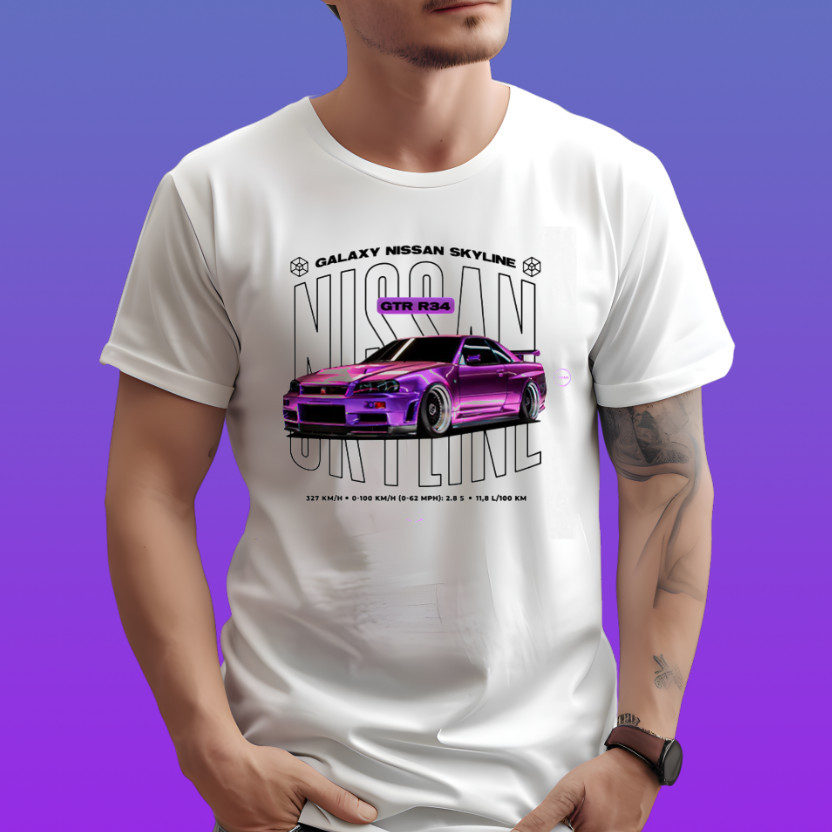 スカイラインＴシャツ Camisa Camiseta Nissan Skyline T-shirt Avulsa Tecido Algodão