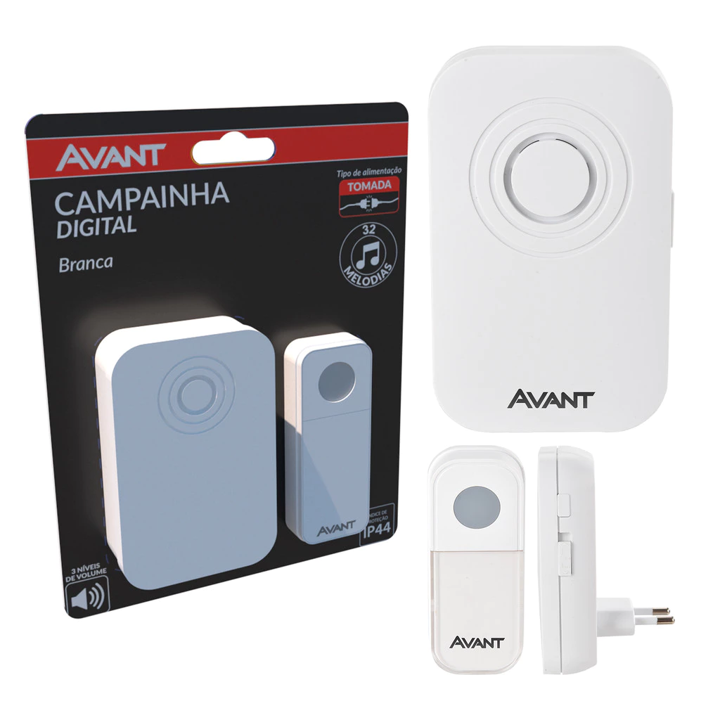 Campainha Digital Sem Fio Tomada 110v/220v Ip44 Branco Avant