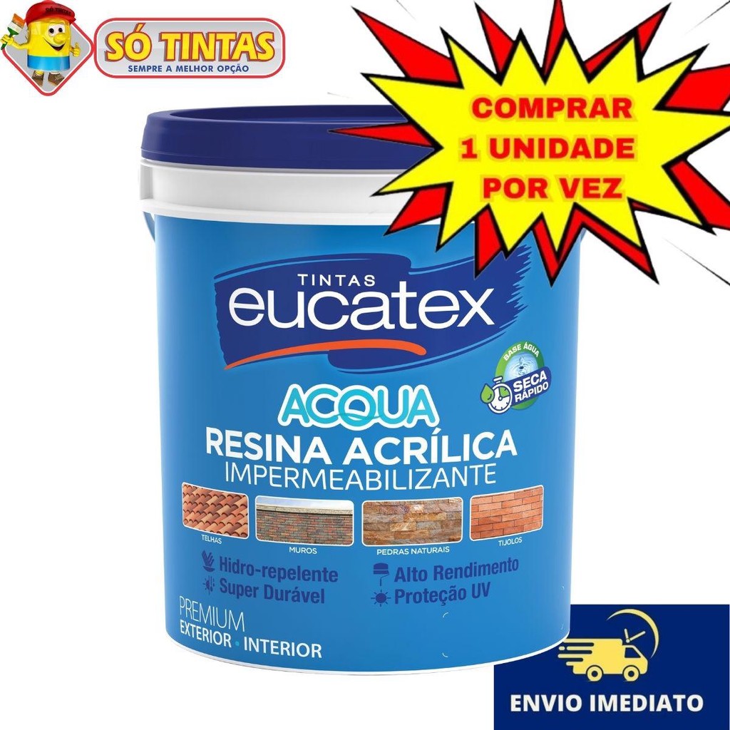 Resina Acrílica Premium Base Água Brilhante 18 Litros Impermeabilizante – Eucatex Várias Cores