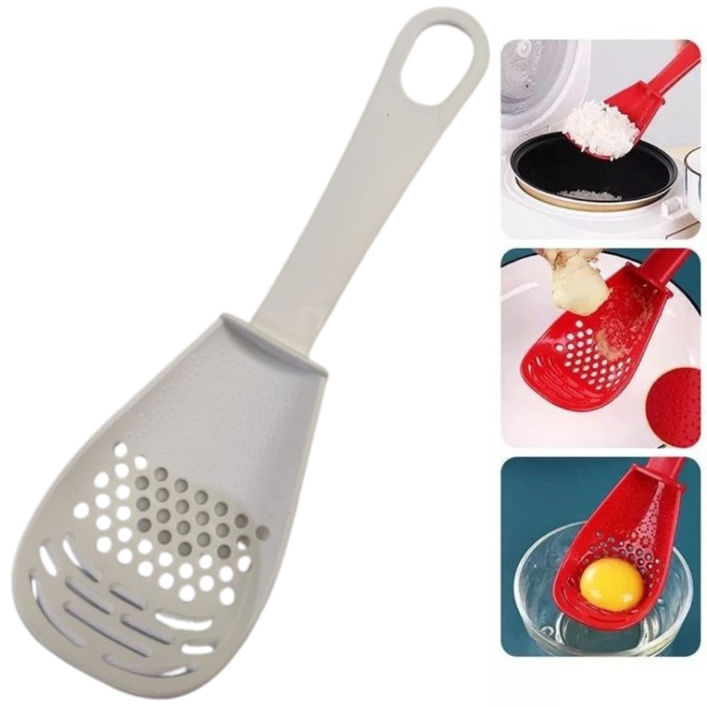 Escumadeira Colher Multiuso de Plástico Branca - Interponte / WX Gift