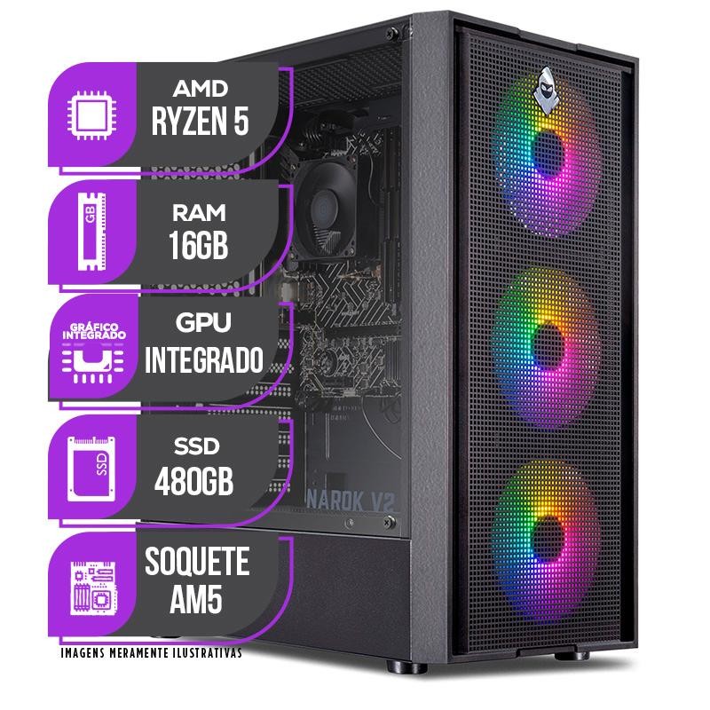 PC Gamer Mancer, AMD Ryzen 5 8500G, 16GB DDR5, SSD 480GB, Fonte 500W 80 Plus