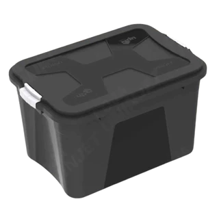 CAIXA ORGANIZADORA GRANDE PRETA COM TAMPA E TRAVAS 20 LITROS em Oferta na Shopee