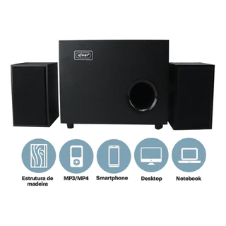 Caixa De Som Subwoofer Home Theater 2.1 25w Rms Bivolt Pc Cor Preto 110V/220V