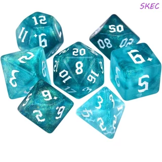 SKEC Iridescente Glitter Poliédrico Dados Durável Jogo Jogos 7 Pçs/set De Tabuleiro D % D12 D20 7-Die