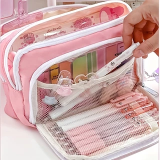 Estojo De Lápis Expansível Portátil Com Lona Japonesa Para Cosméticos e Suprimentos Escolares