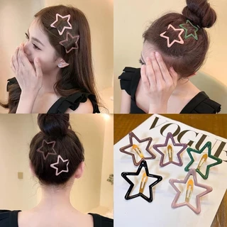 5 Peças /Set Clip de cabelo em forma de estrela Clip de cabelo grande de cinco pontas Clip de cabelo estrela Clip simples de BB Clip de franja de cabelo feminino Acessórios de cabelo