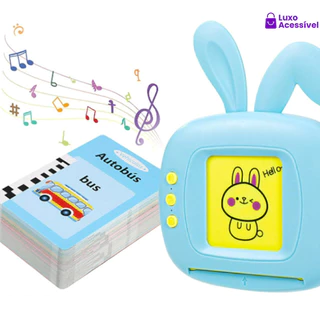 Cartão Infantil Bilingue: Brinquedo com Tema de Coelhinho, Fala Inglês e Português para Auxiliar em Apraxia, Autismo e Alfabetização