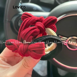 Lovito Laços de cabelo vermelhos casuais com laço liso para mulheres LFA41428