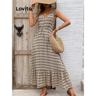 Lovito Vestido boho tribal estampado para mulheres LNL72145