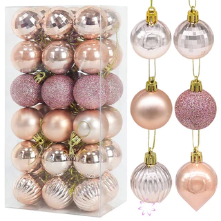 4cm 36Pcs Bolas De Natal Coloridas Com Glitter Para Decoração De Árvore /